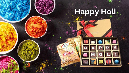 Holi basket with chocolates 