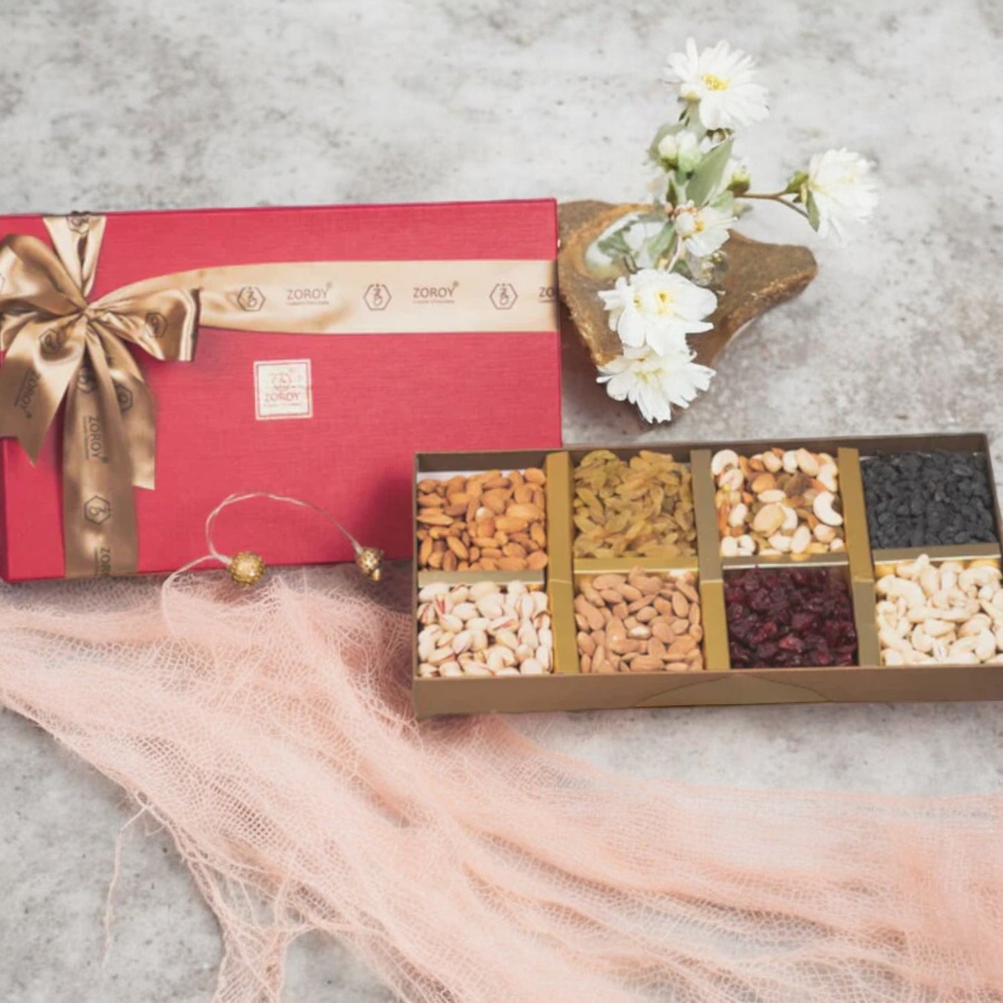 ZOROY Diwali Gift Box With 800 Gms 8 Varieties of Assorted Dry Fruits Combo Pack