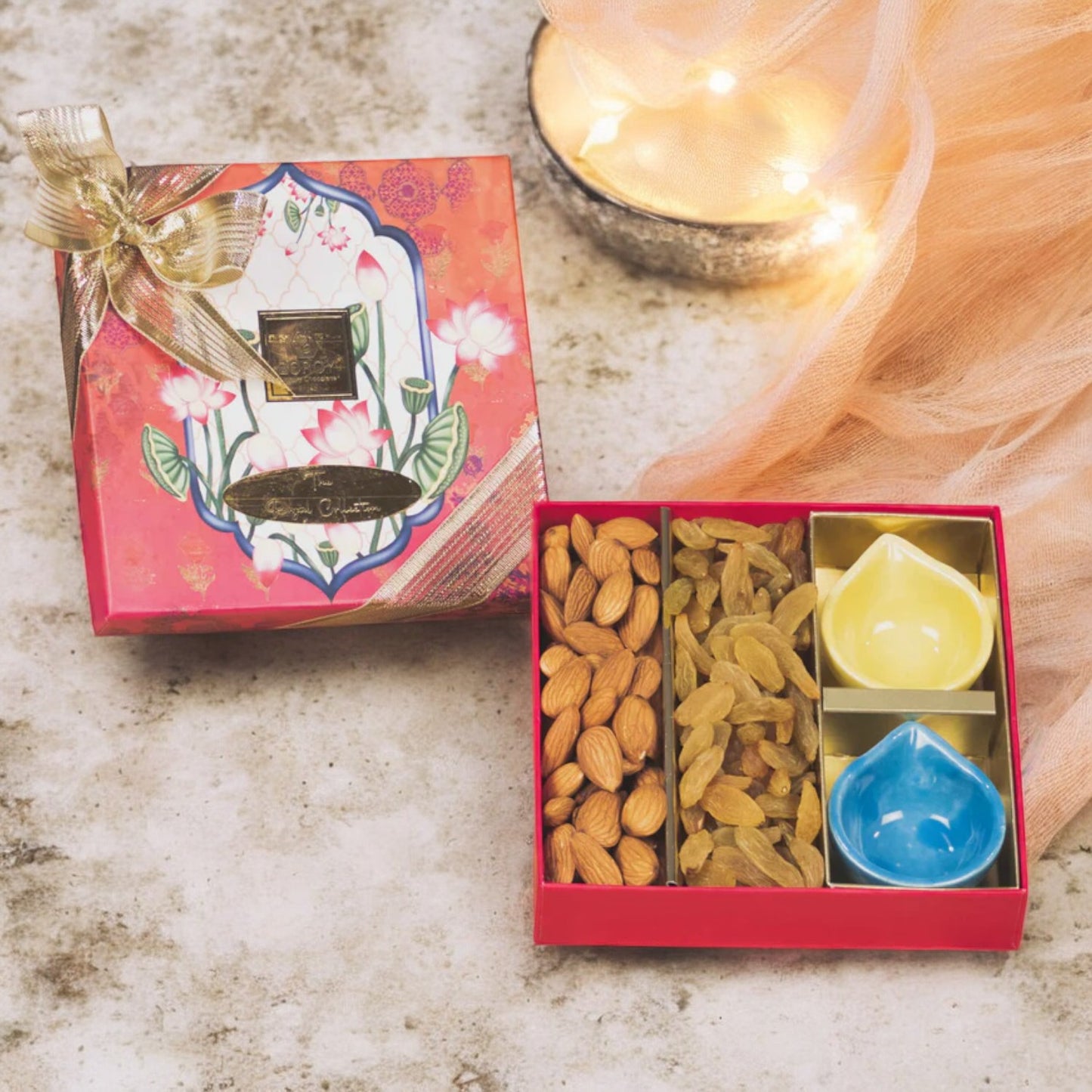 ZOROY Diwali gift Box with 150 gms Dry Fruits and diyas