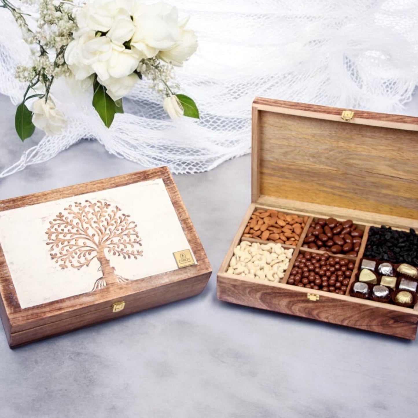 ZOROY Tree of life wood box hamper