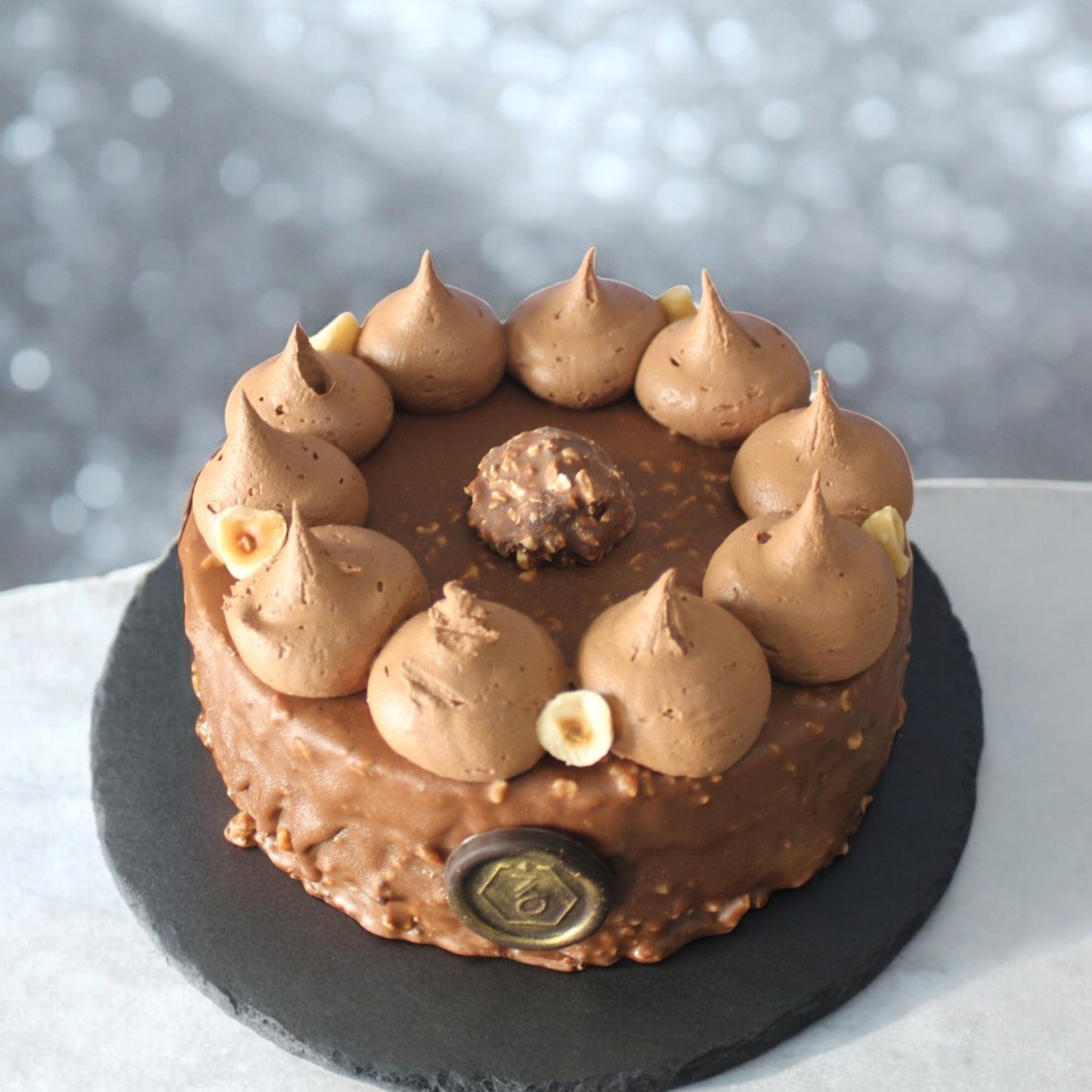 Eggless Ferro Rocher Hazelnut Cake