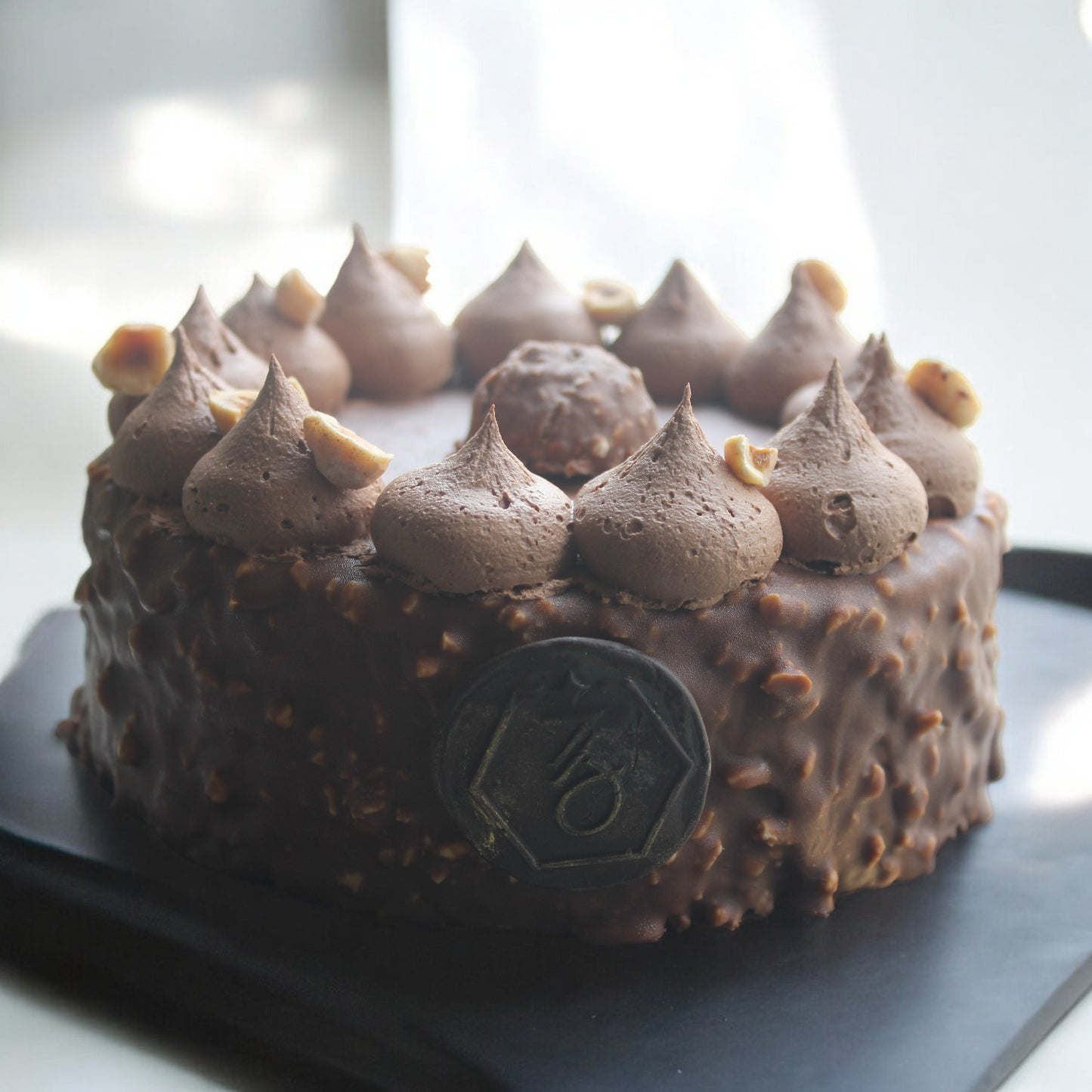 Eggless Ferro Rocher Hazelnut Cake