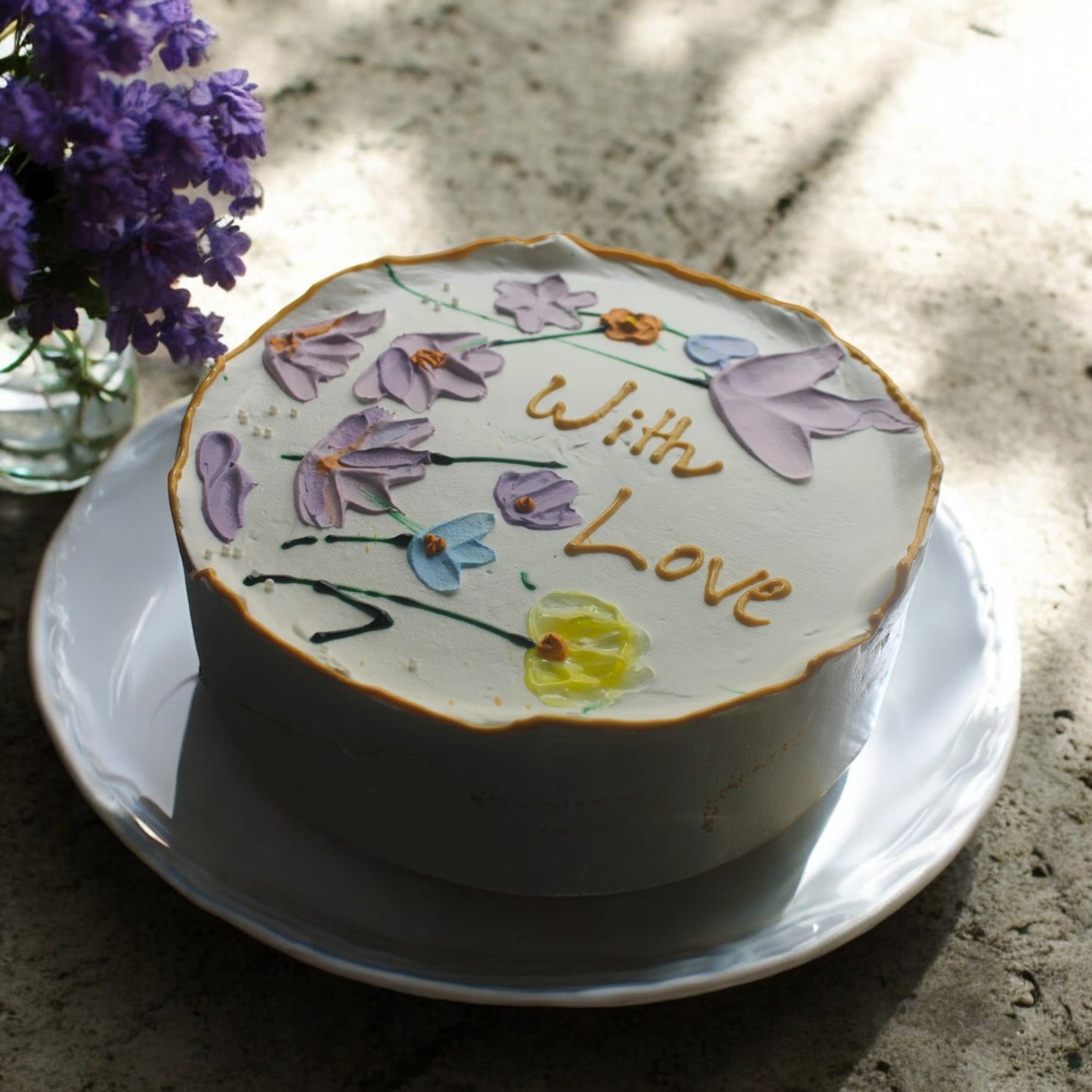 ZOROY Hand Painted Floral Theme Cake